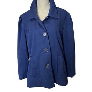 Dialogue Womens Navy Blue Textured Button-Up Decorative Back Buttons size L